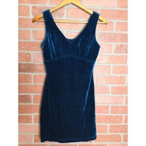Vintage Rampage Blue Velvet Sleeveless Mini Dress Empire Waist Fairygrunge